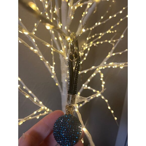 Sparkly Blue Rhinestone Keychain With Gold Ring & Black Strap - Picture 2 of 5